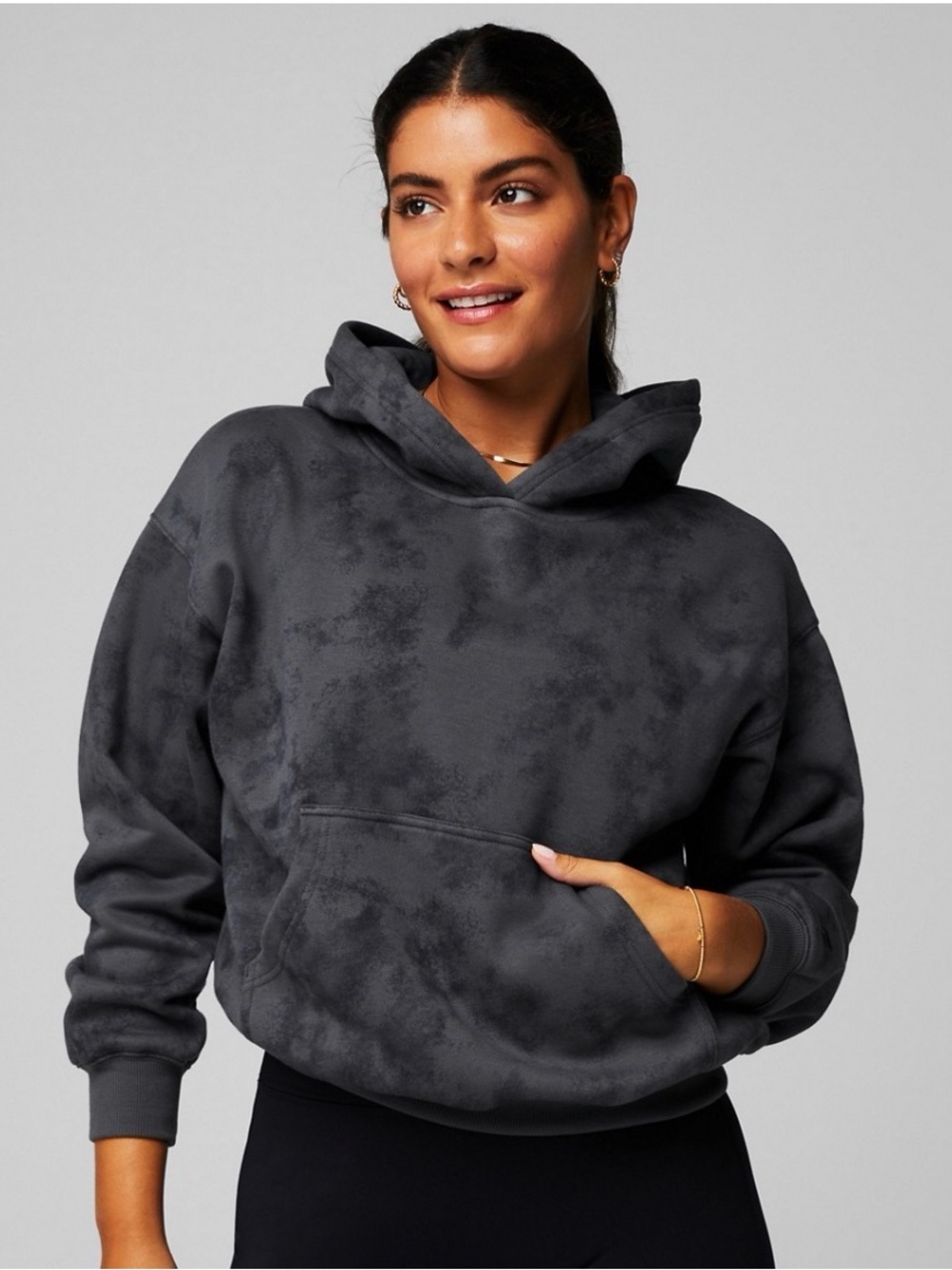 Fabletics Cozy Fleece Hoodie in Onyx Smudge
